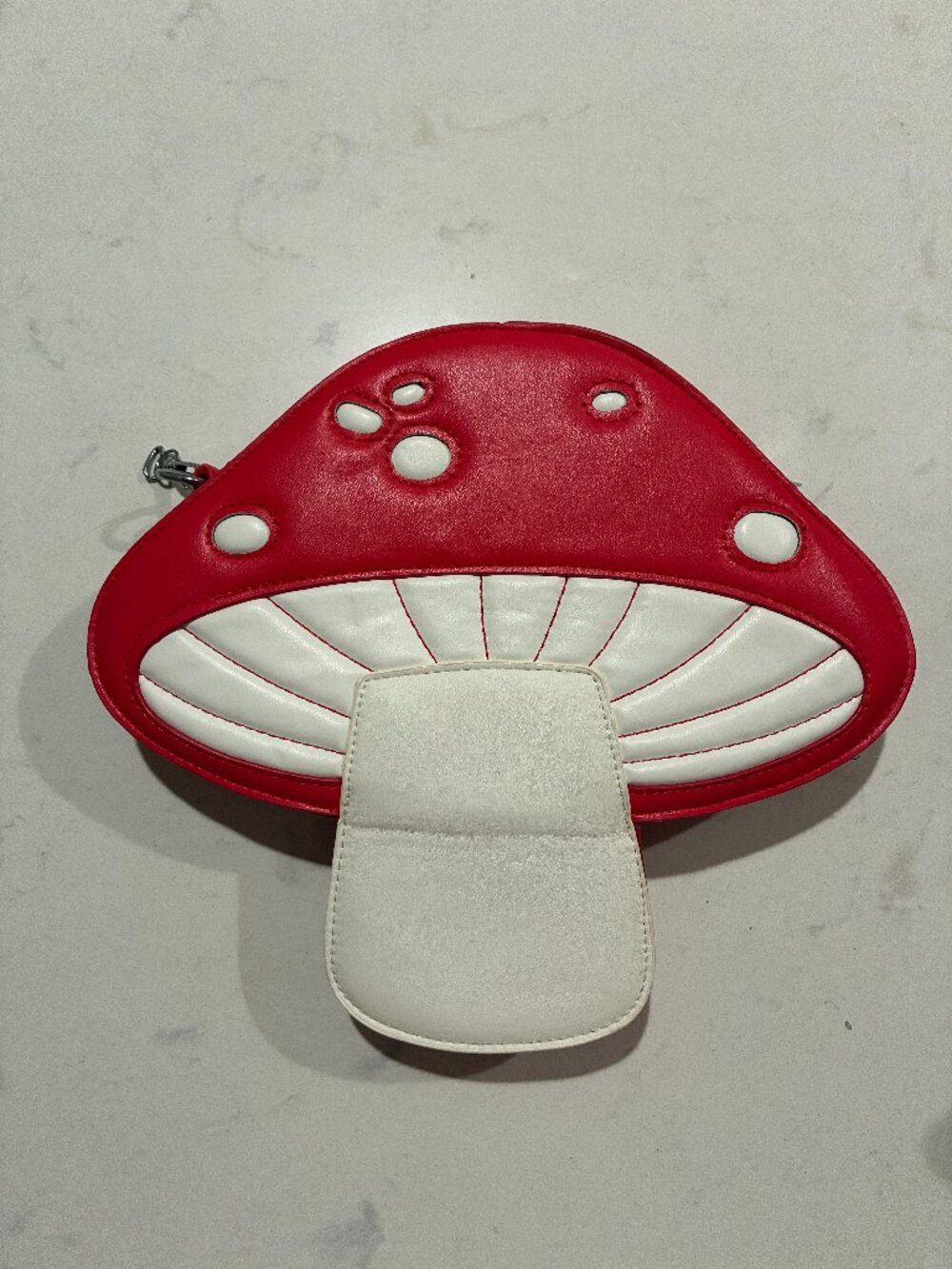 Novelty Mushroom Crossbody Bag Red White Toadstool Purse Vegan Leather Zip Cute